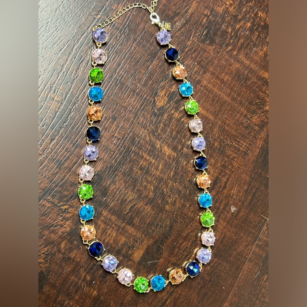 Banana Republic Goldtone Multi Color Rhinestone Adjustable Length Necklace